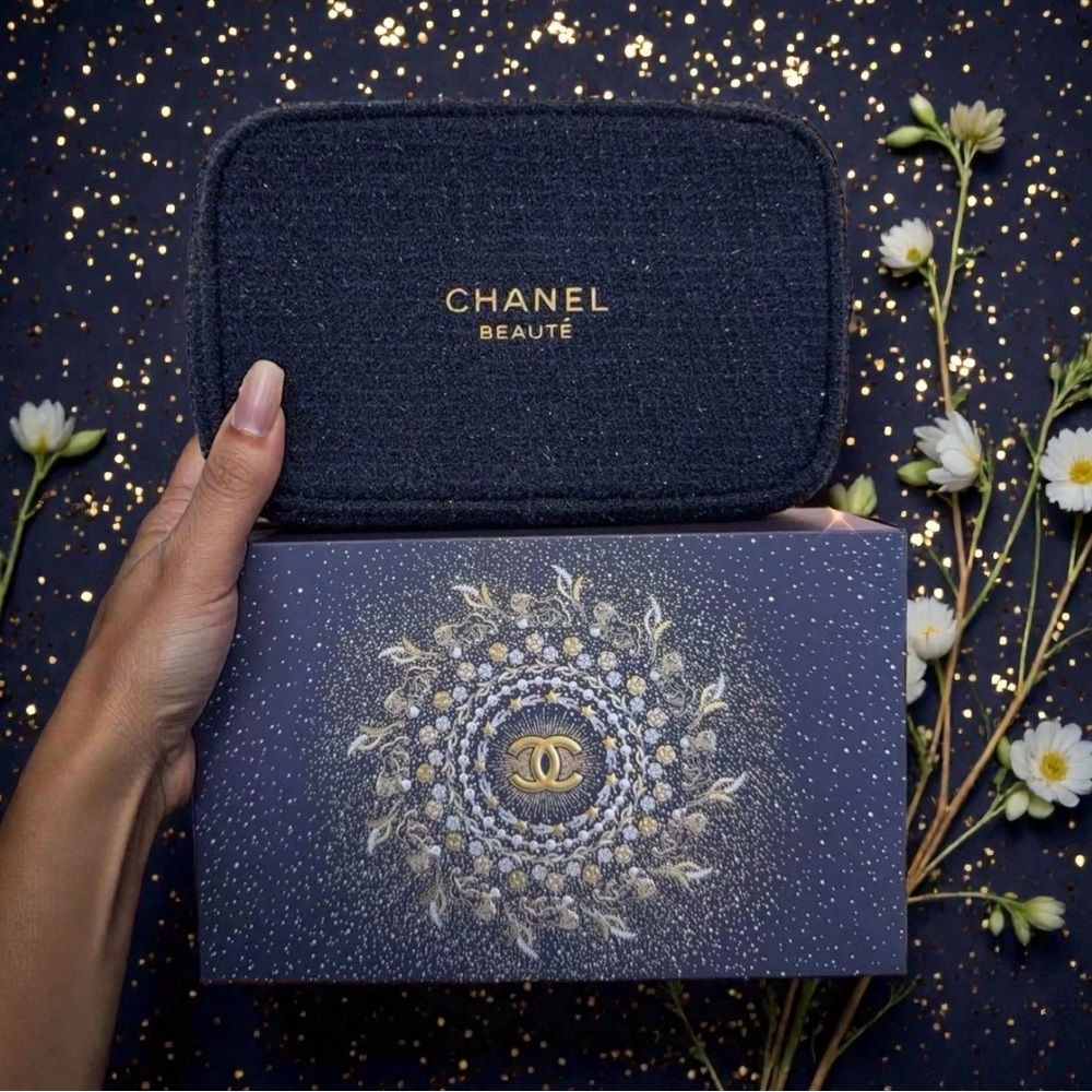 Gorgeous Blue and Gold Sparkly Chanel Beaut’e Pouch Brand New In Box